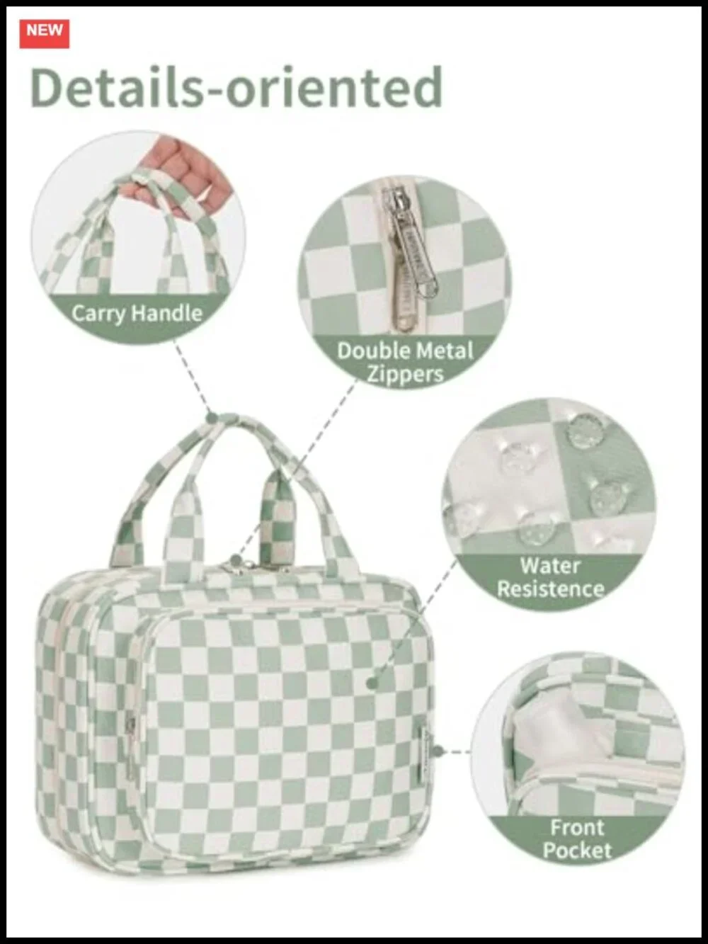 Hanging Toiletry Bag Travel Makeup Organizer with Multiple Compartments